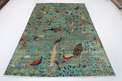 198 x 258 cm | Birds Hand Knotted Wool Afghan Carpet