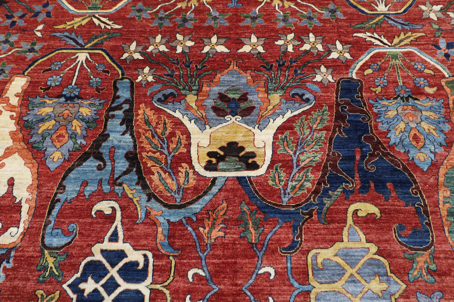 298 x 420 cm | Large Kawros Red Area Rug Afghan Hand Knotted Veg Dye Wool carpet