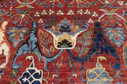 298 x 420 cm | Large Kawros Red Area Rug Afghan Hand Knotted Veg Dye Wool carpet