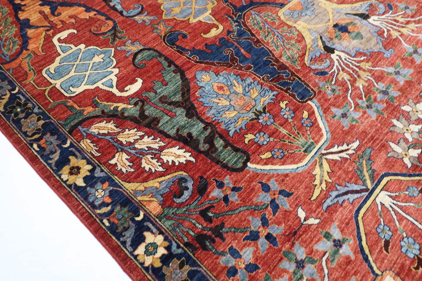 298 x 420 cm | Large Kawros Red Area Rug Afghan Hand Knotted Veg Dye Wool carpet