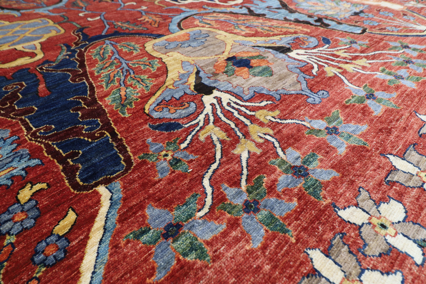298 x 420 cm | Large Kawros Red Area Rug Afghan Hand Knotted Veg Dye Wool carpet