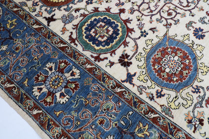 248 x 294 cm | Suzani beige Area Rug Afghan Hand Knotted veg Dye Wool carpet
