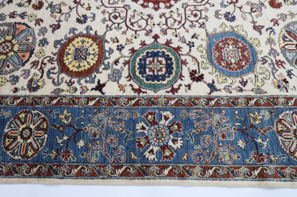 248 x 294 cm | Suzani beige Area Rug Afghan Hand Knotted veg Dye Wool carpet