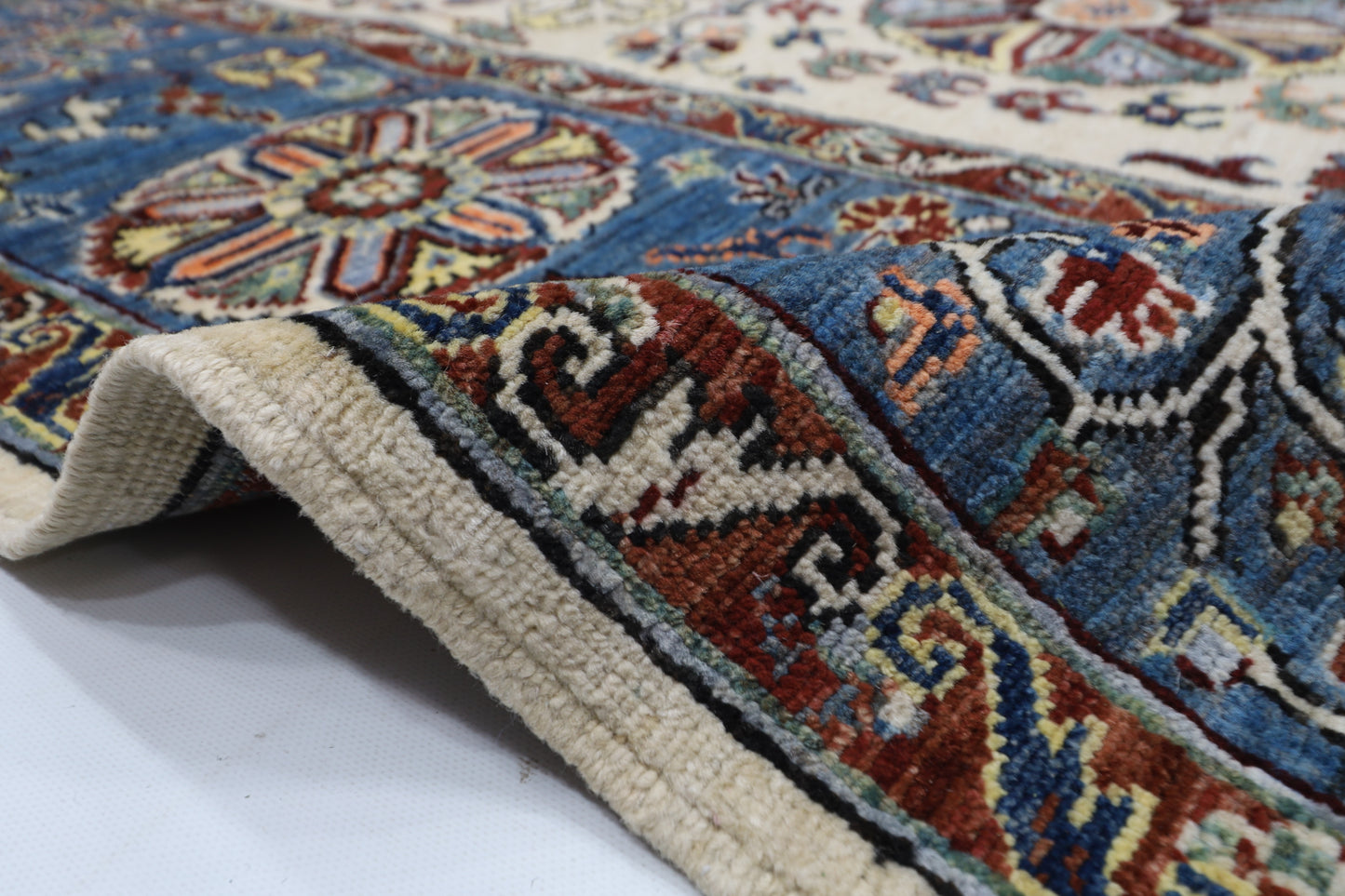 248 x 294 cm | Suzani beige Area Rug Afghan Hand Knotted veg Dye Wool carpet