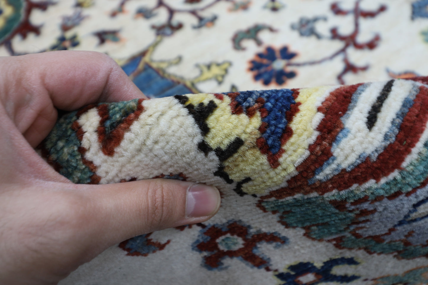 248 x 294 cm | Suzani beige Area Rug Afghan Hand Knotted veg Dye Wool carpet