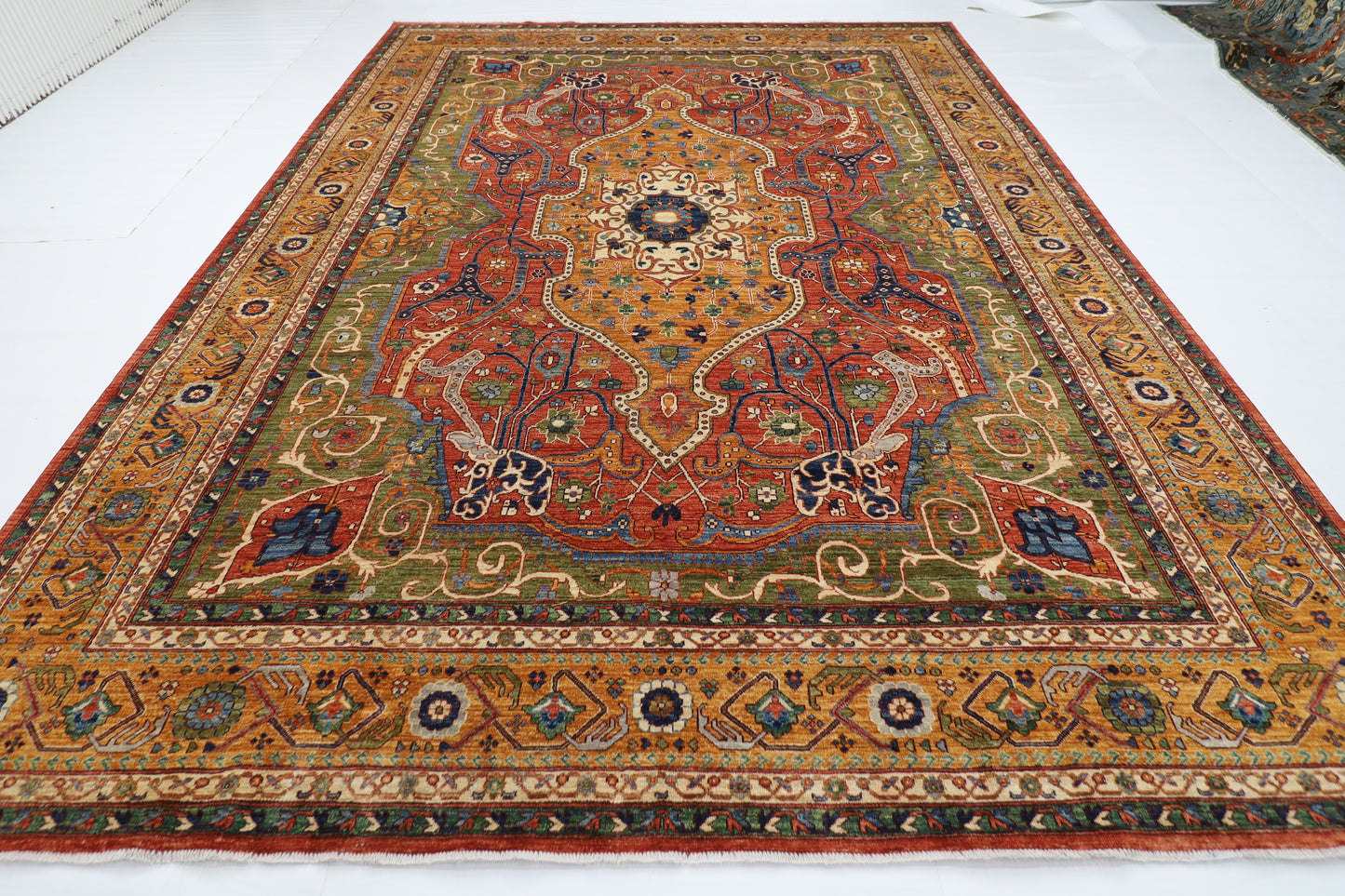 305 x 418 cm | Heriz Geometric Area Rug Afghan Hand Knotted Veg Dye Wool carpet