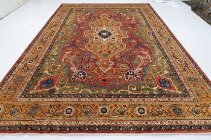 305 x 418 cm | Heriz Geometric Area Rug Afghan Hand Knotted Veg Dye Wool carpet