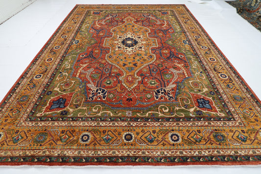 305 x 418 cm | Heriz Geometric Area Rug Afghan Hand Knotted Veg Dye Wool carpet