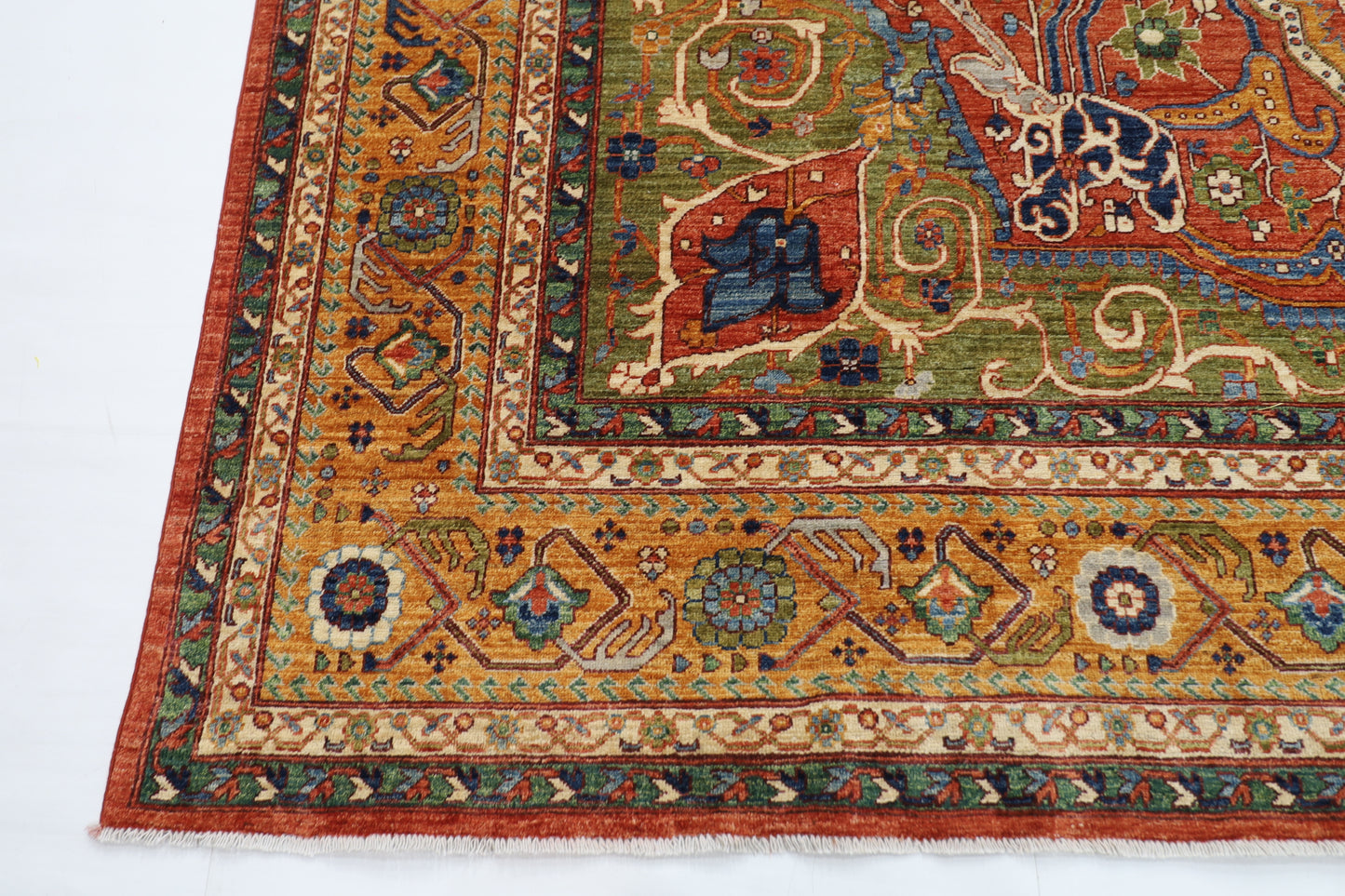 305 x 418 cm | Heriz Geometric Area Rug Afghan Hand Knotted Veg Dye Wool carpet