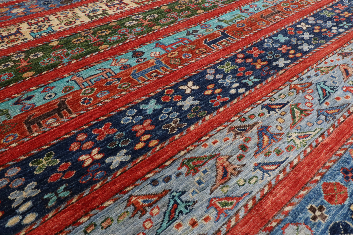 198 x 258 cm | Birds Hand Knotted Wool Afghan Carpet