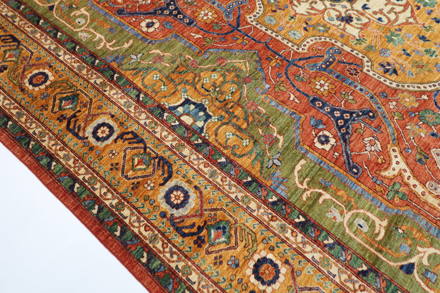 305 x 418 cm | Heriz Geometric Area Rug Afghan Hand Knotted Veg Dye Wool carpet