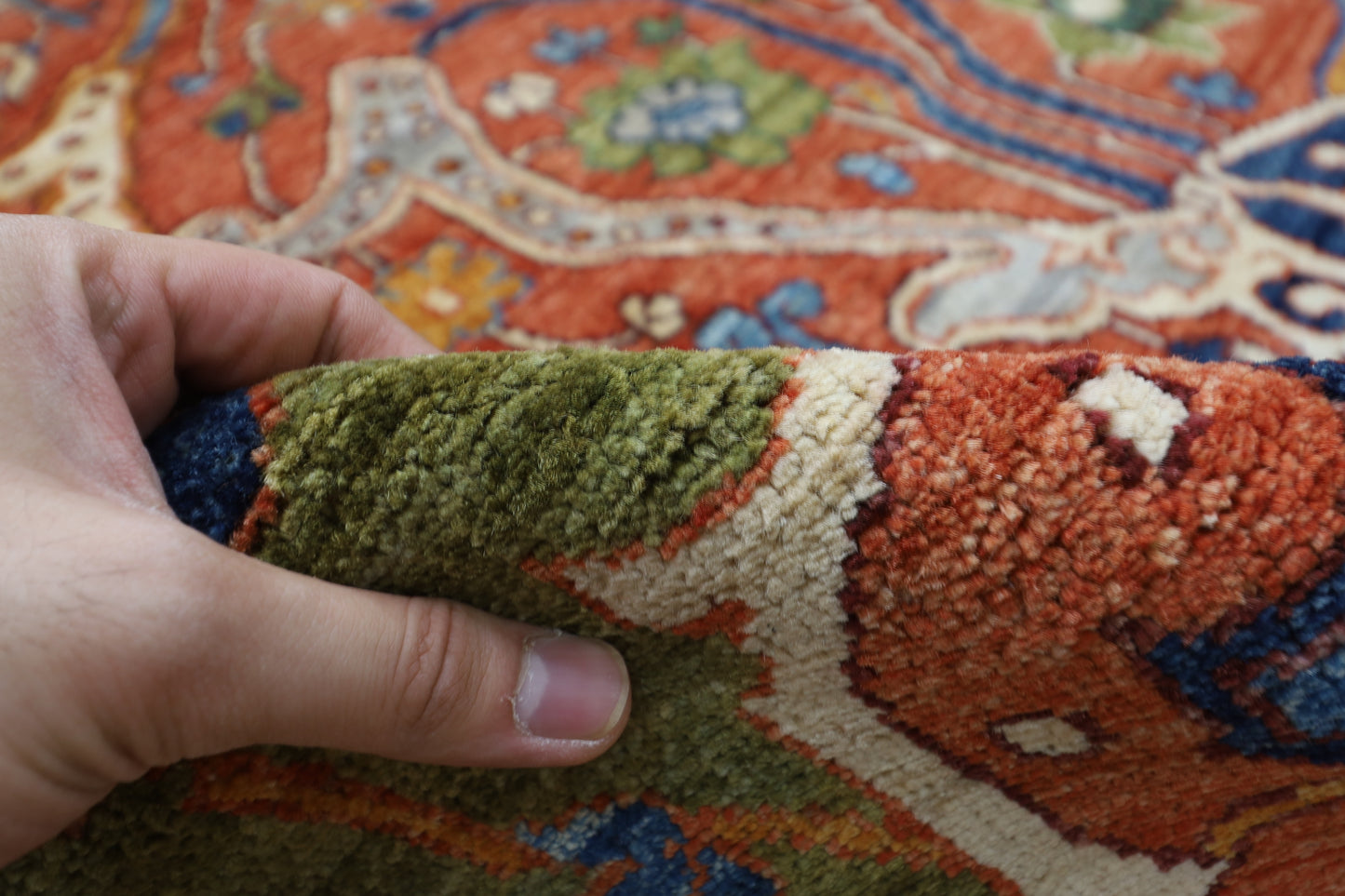 305 x 418 cm | Heriz Geometric Area Rug Afghan Hand Knotted Veg Dye Wool carpet