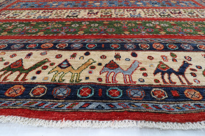 198 x 258 cm | Birds Hand Knotted Wool Afghan Carpet