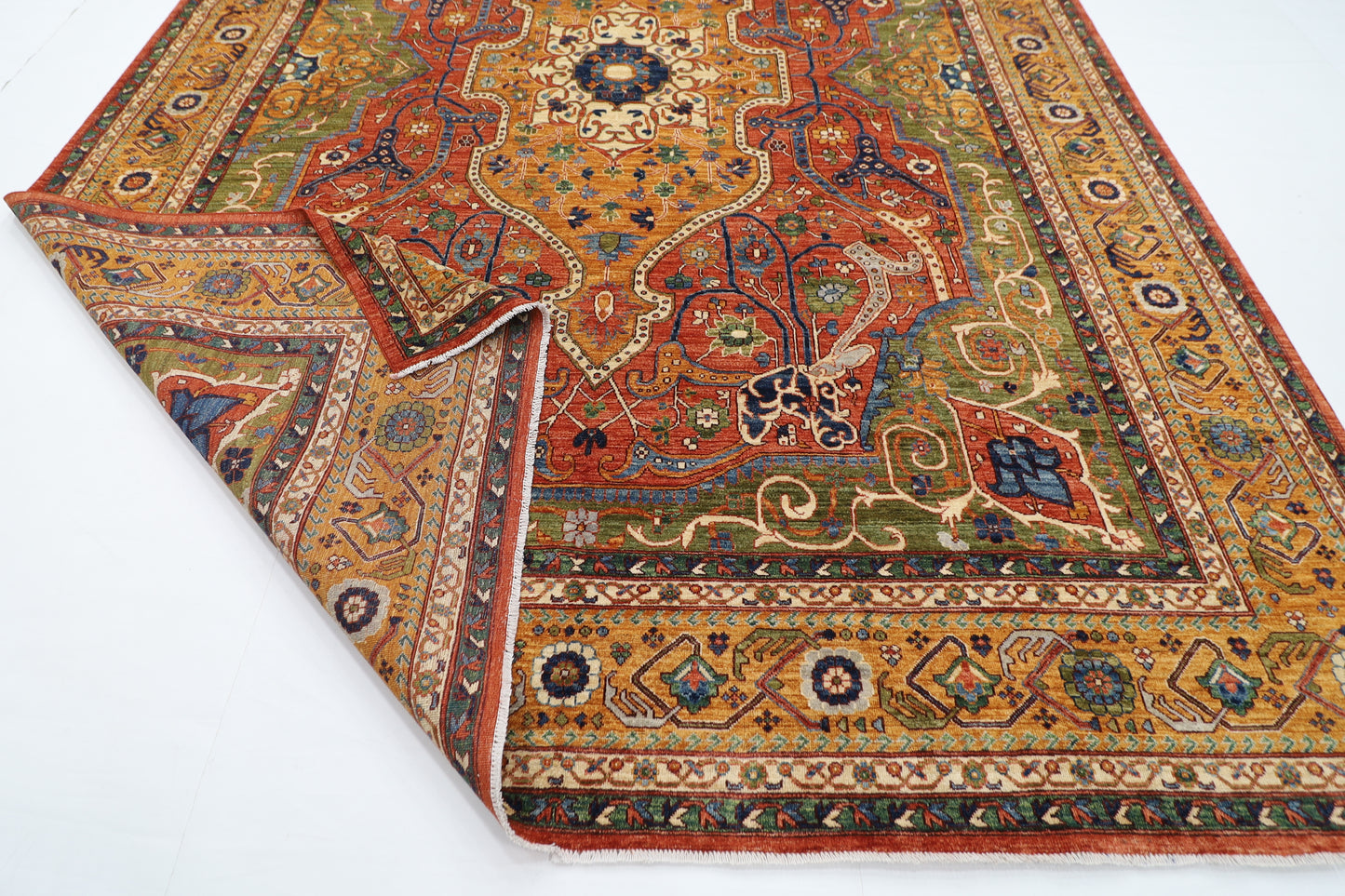 305 x 418 cm | Heriz Geometric Area Rug Afghan Hand Knotted Veg Dye Wool carpet