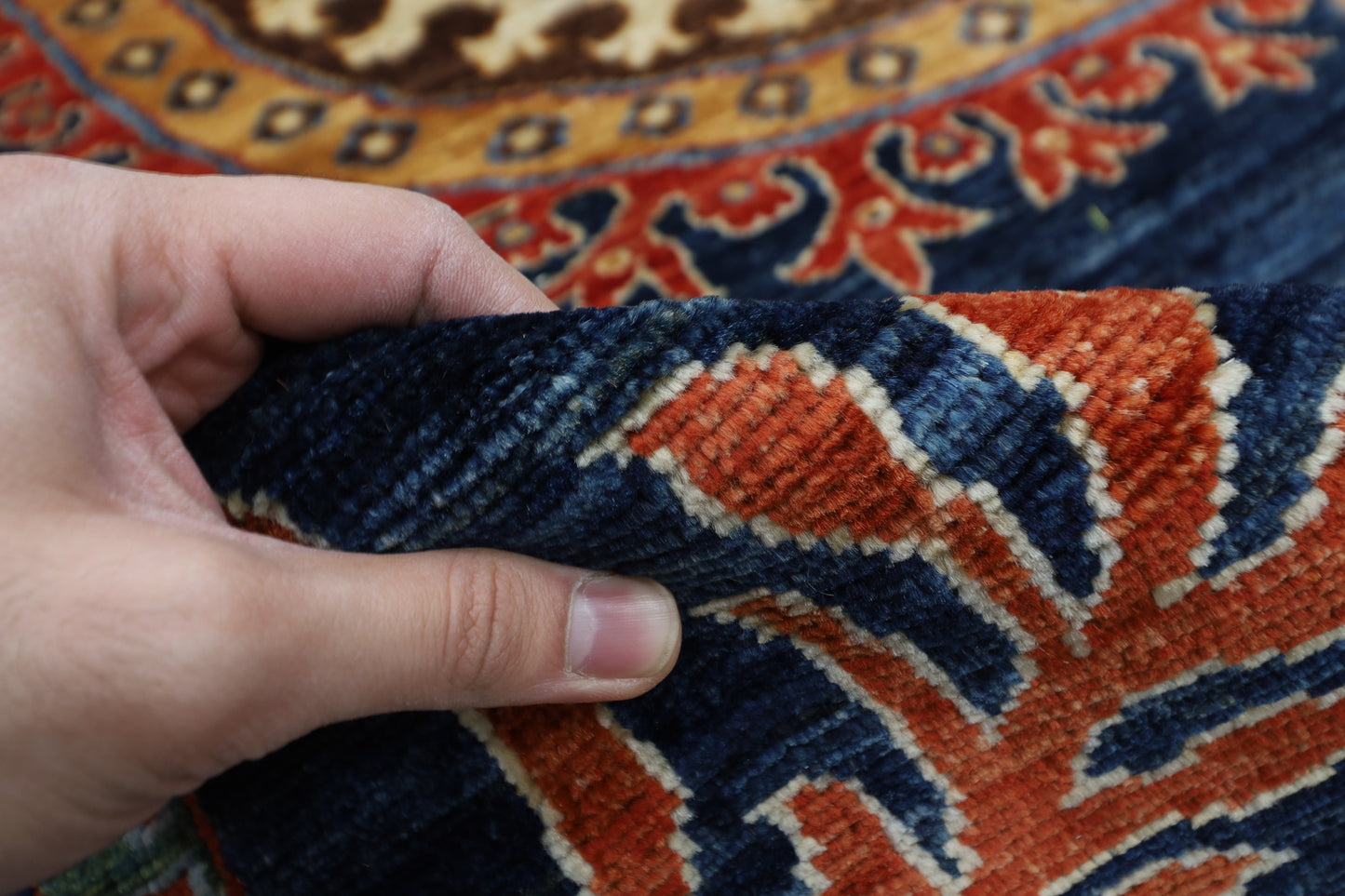 247 x 299 cm | Suzani blue Area Rug Afghan Hand Knotted veg Dye Wool carpet