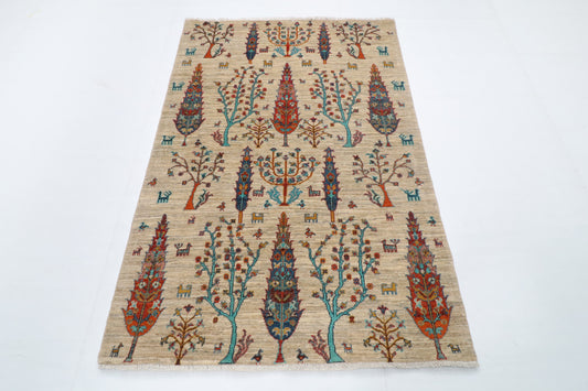 245 x 301 cm | Alfombra afgana de lana teñida con vegetales anudada a mano diseño Kawros