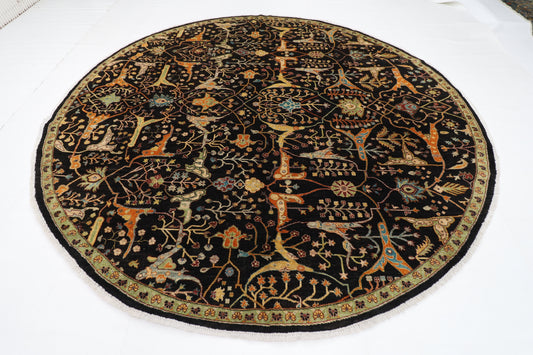 306 x 303 cm | Bidjar Blue Round Rug Afghan Hand Knotted Veg Dye Wool carpet