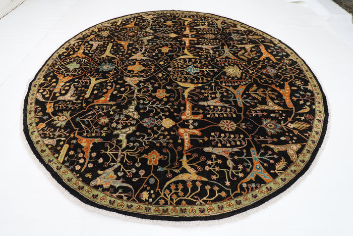 306 x 303 cm | Bidjar Blue Round Rug Afghan Hand Knotted Veg Dye Wool carpet
