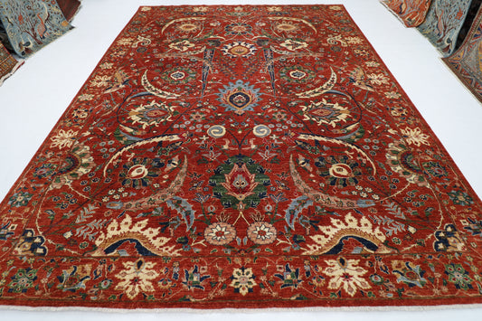 270 x 346 cm | bidjar Orange Area Rug Afghan Hand Knotted veg Dye Wool carpet