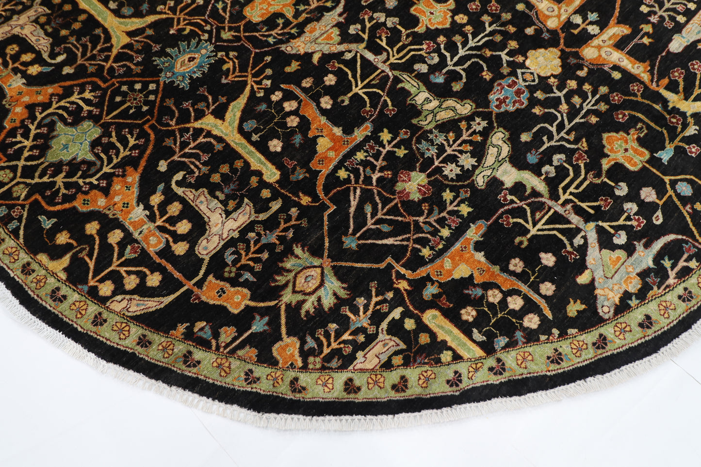 306 x 303 cm | Bidjar Blue Round Rug Afghan Hand Knotted Veg Dye Wool carpet