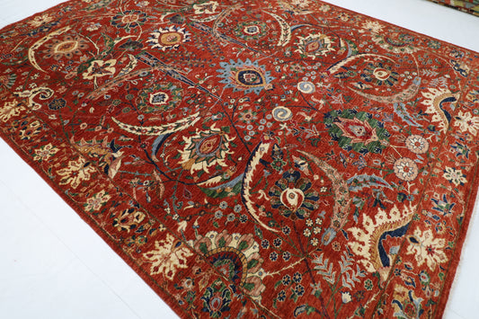 270 x 346 cm | bidjar Orange Area Rug Afghan Hand Knotted veg Dye Wool carpet