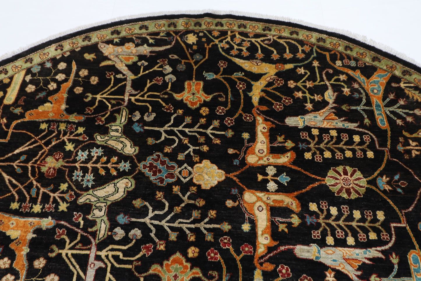 306 x 303 cm | Bidjar Blue Round Rug Afghan Hand Knotted Veg Dye Wool carpet