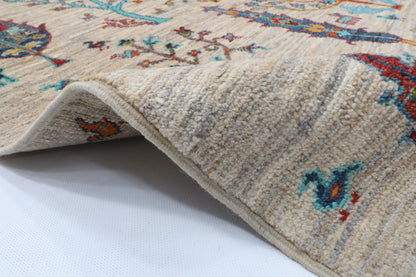 123 x 180 cm | Tree of life Gray Hand Knotted Wool Afghan Carpet