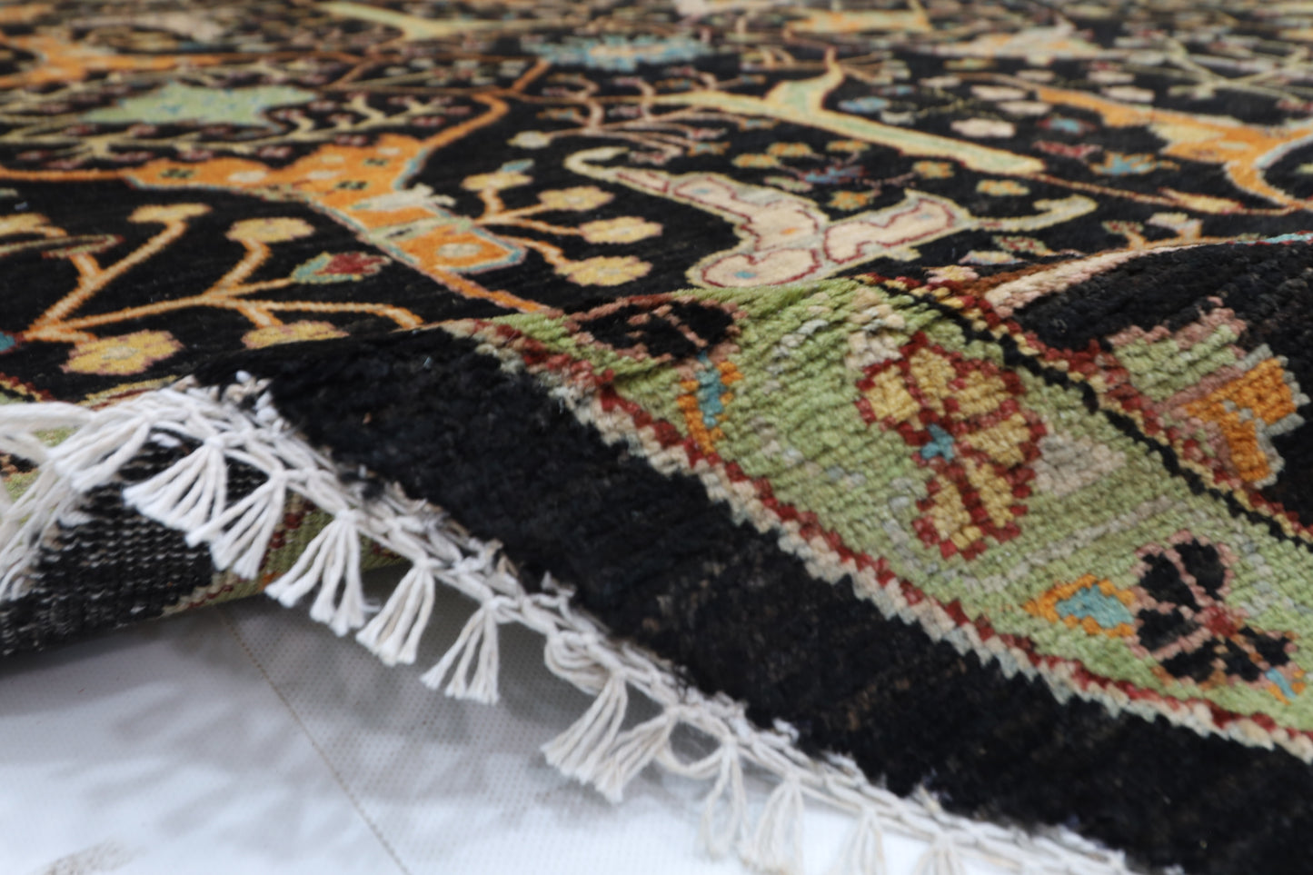 306 x 303 cm | Bidjar Blue Round Rug Afghan Hand Knotted Veg Dye Wool carpet