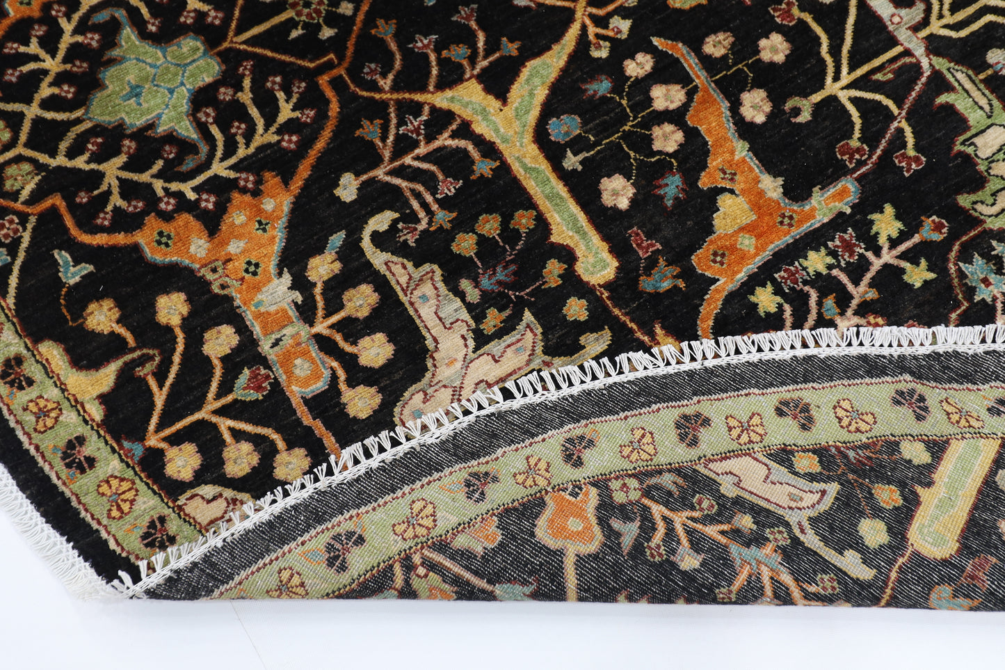 306 x 303 cm | Bidjar Blue Round Rug Afghan Hand Knotted Veg Dye Wool carpet
