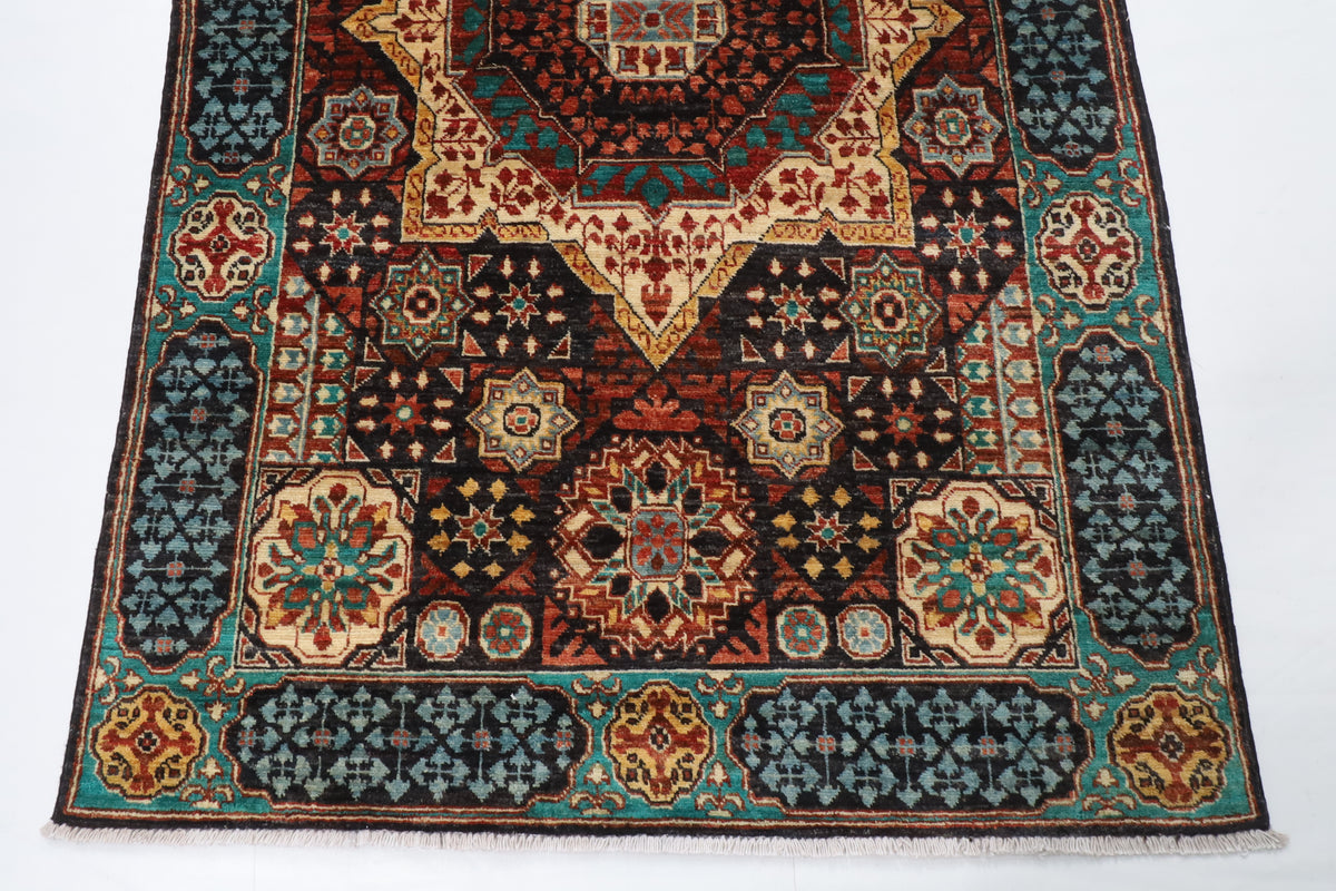 118 x 195 cm | Mamluk Hand Knotted Wool Afghan Carpet