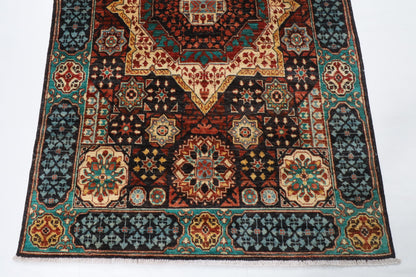 118 x 195 cm | Mamluk Hand Knotted Wool Afghan Carpet