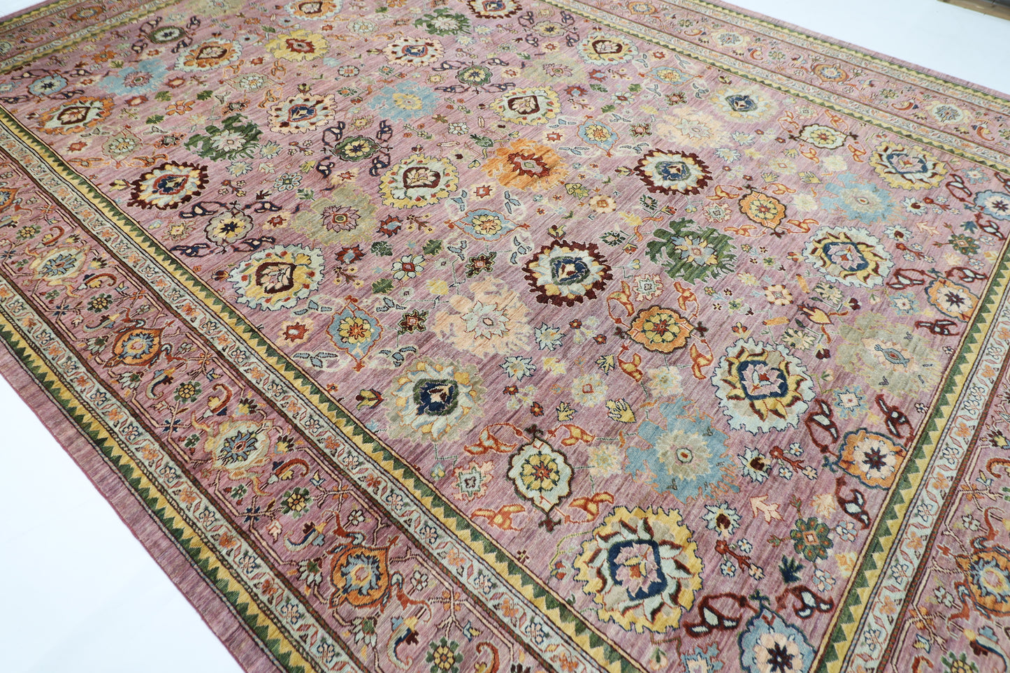 305 x 431 cm |Floral Bidjar Pink Area Rug Afghan Hand Knotted Veg Dye Wool carpet