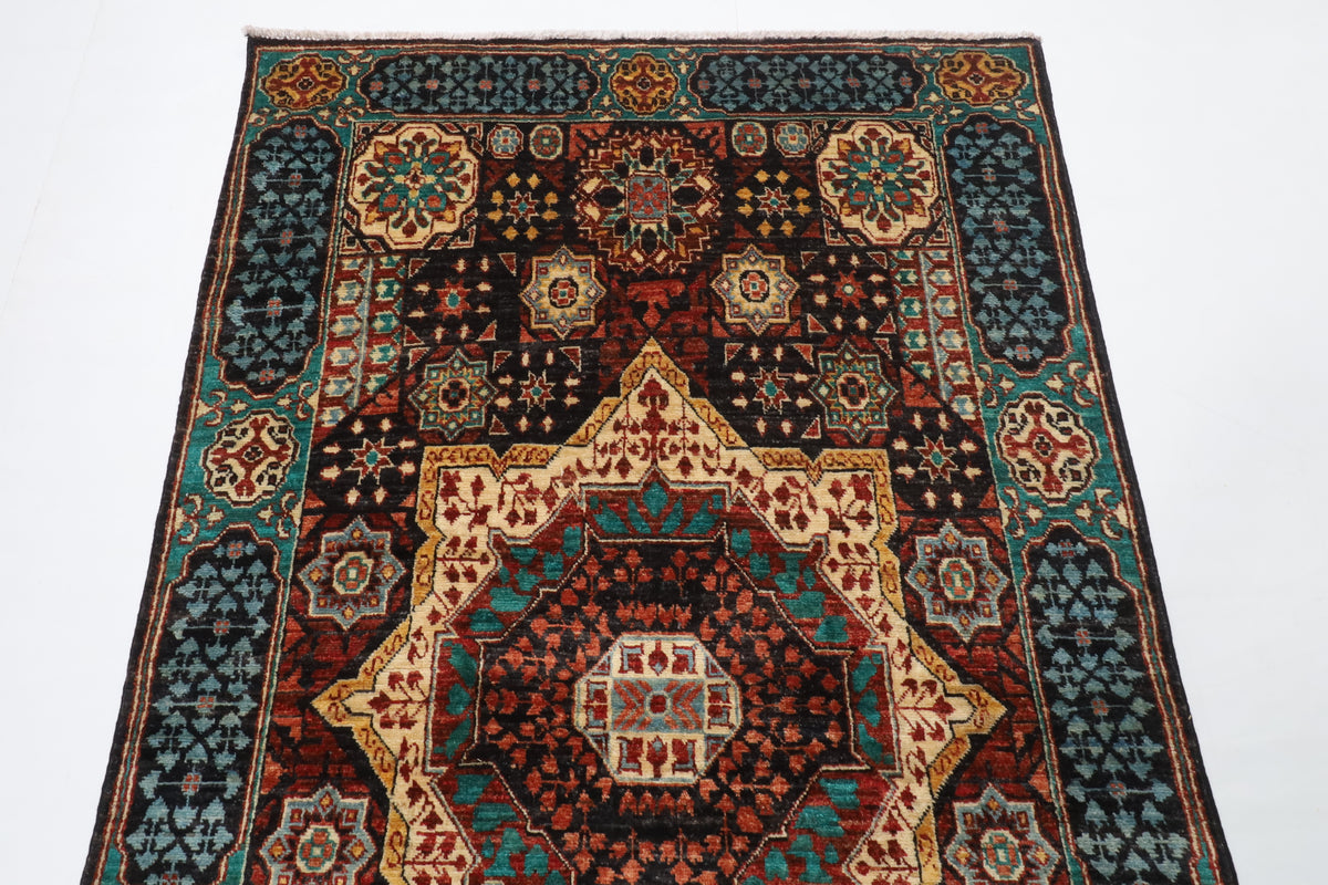 118 x 195 cm | Mamluk Hand Knotted Wool Afghan Carpet