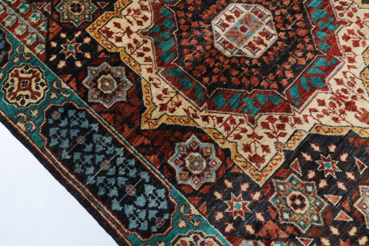 118 x 195 cm | Mamluk Hand Knotted Wool Afghan Carpet