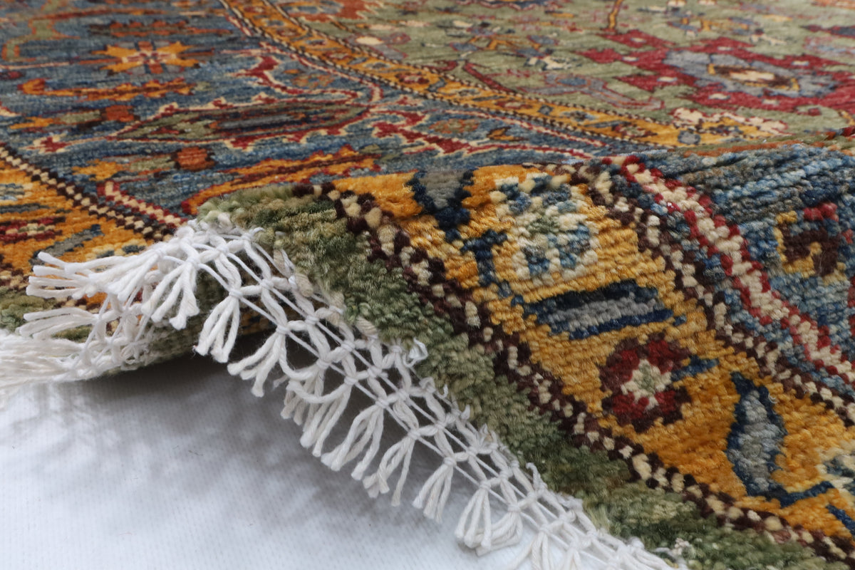 246 x 242 cm | Bidjar Green Round Hand Knotted Wool Afghan Carpet