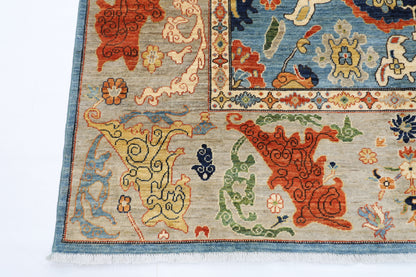 200 x 303 cm | Suzani Blue Area Rug Afghan Hand Knotted Veg Dye Wool carpet