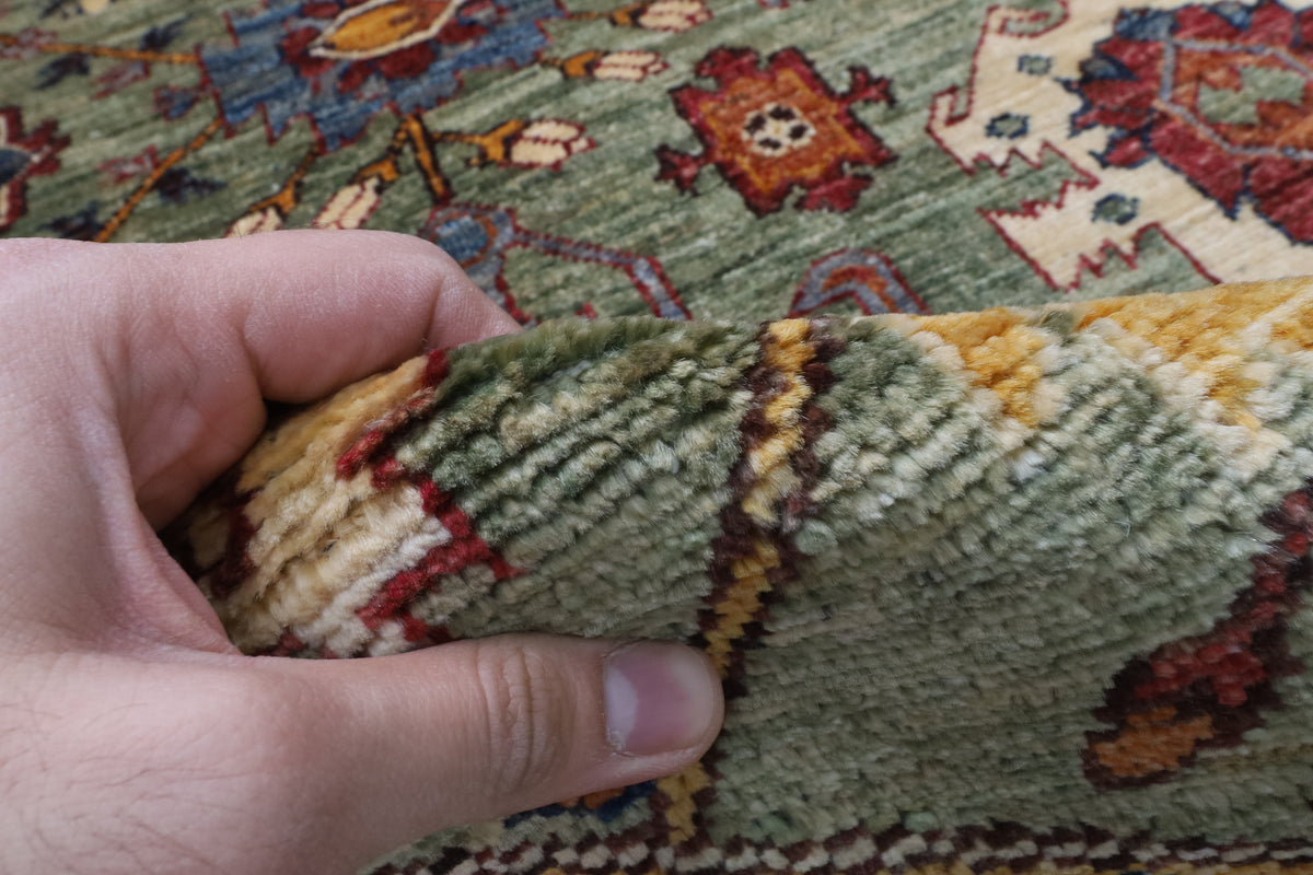 246 x 242 cm | Bidjar Green Round Hand Knotted Wool Afghan Carpet
