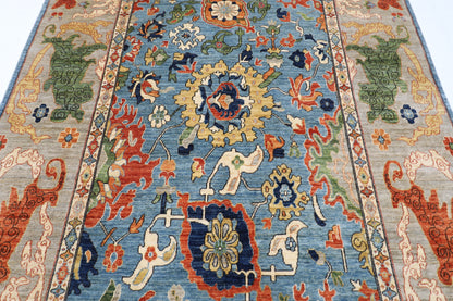 200 x 303 cm | Suzani Blue Area Rug Afghan Hand Knotted Veg Dye Wool carpet