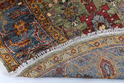 246 x 242 cm | Bidjar Green Round Hand Knotted Wool Afghan Carpet