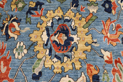 200 x 303 cm | Suzani Blue Area Rug Afghan Hand Knotted Veg Dye Wool carpet