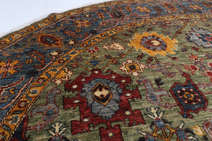 246 x 242 cm | Bidjar Green Round Hand Knotted Wool Afghan Carpet