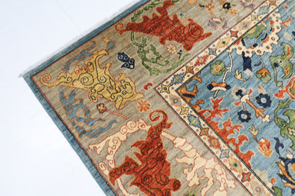 200 x 303 cm | Suzani Blue Area Rug Afghan Hand Knotted Veg Dye Wool carpet