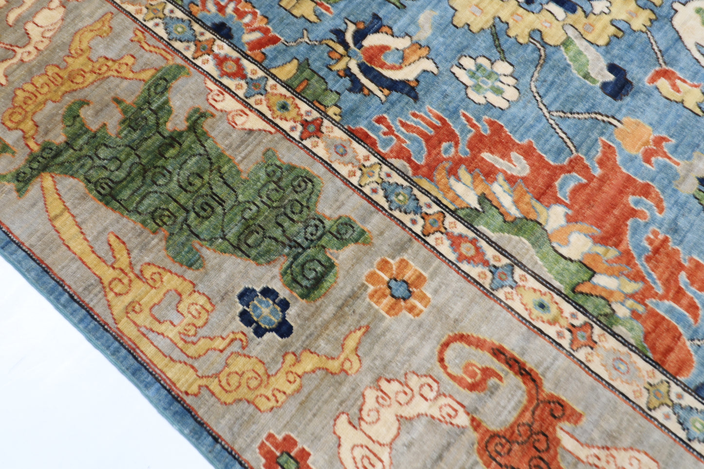 200 x 303 cm | Suzani Blue Area Rug Afghan Hand Knotted Veg Dye Wool carpet