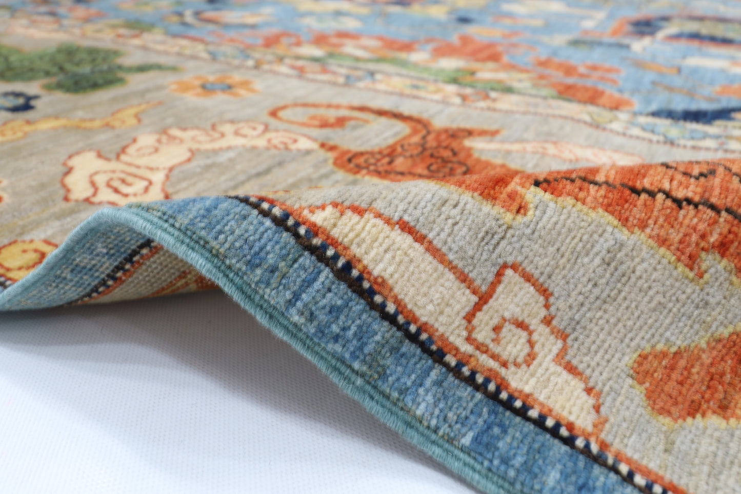 200 x 303 cm | Suzani Blue Area Rug Afghan Hand Knotted Veg Dye Wool carpet