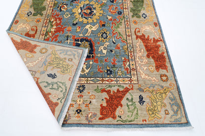 200 x 303 cm | Suzani Blue Area Rug Afghan Hand Knotted Veg Dye Wool carpet