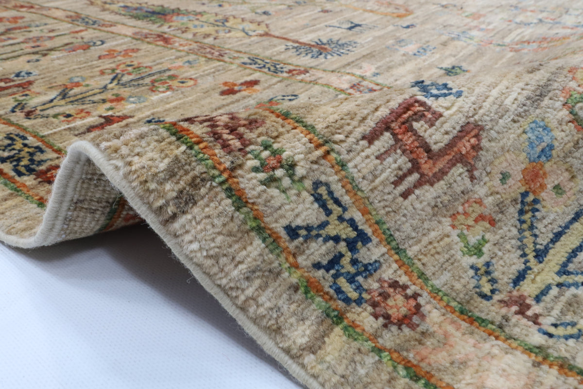 198 x 293 cm | Tree of life Gray Hand Knotted Wool Afghan Carpet