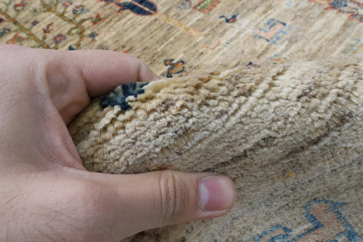 198 x 293 cm | Tree of life Gray Hand Knotted Wool Afghan Carpet