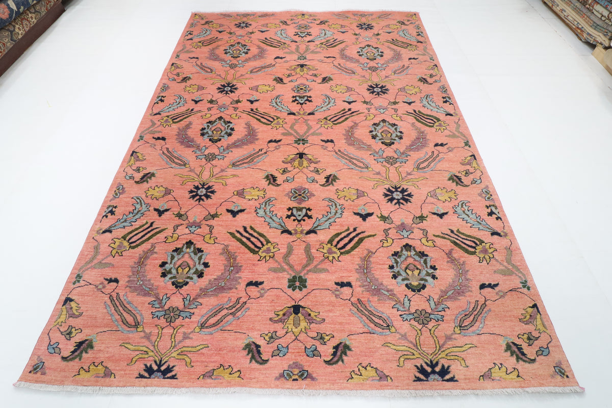 204 x 297 cm | Suzani Pink Hand Knotted Wool Afghan Carpet