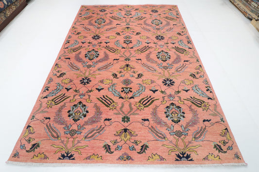 204 x 297 cm | Suzani Pink Hand Knotted Wool Afghan Carpet
