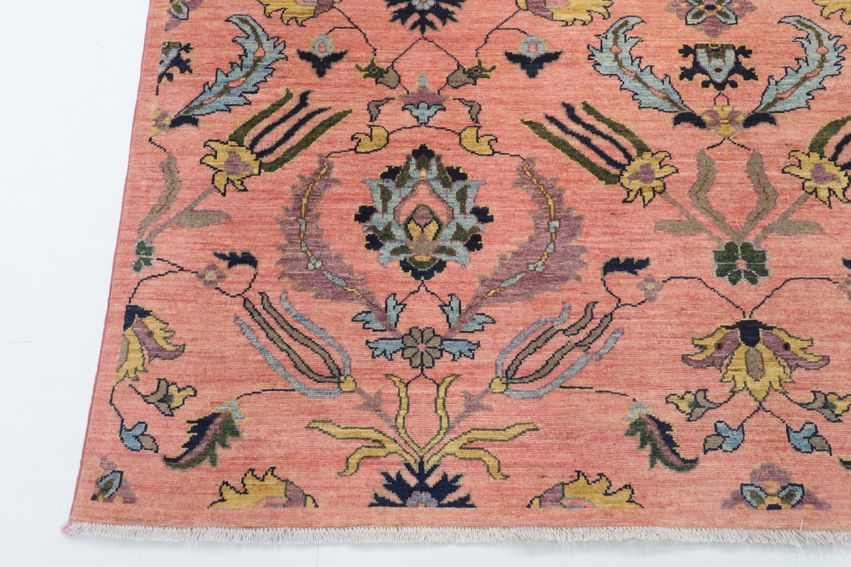 204 x 297 cm | Suzani Pink Hand Knotted Wool Afghan Carpet